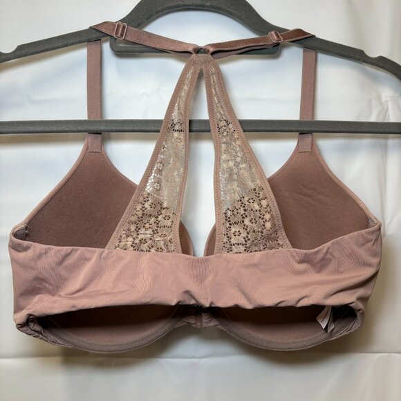 Victoria’s Secret mauve perfect shape bra front clasp lace back size 32DD - Picture 4 of 9